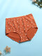 1PCS Women Allover Heart Letter Print Graphene Antibacterial Cotton High Waist Panties - Brown