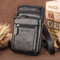 Men 6.3 Inch Phone Casual Genuine Leather Belt Phone Bag Crossbody Bag - Black