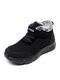 Winter Warm Lining Soft Comfy Hook & Loop Cotton-padded Sneakers For Women - Black