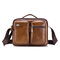 Men Genuine Leather Crossbody Bag Earphone Cowhide Bag  - Brown