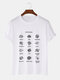Plus Size Mens Pasta Types Print 100% Cotton Fashion Short Sleeve T-Shirts - White