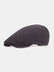 Men Woolen Cloth Solid Color Casual Warmth Beret Flat Cap - Black