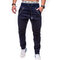 Casual Sport Pants Elastic Waist Drawstring Zipper Pockets Sportwear for Men - Navy