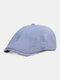 Men Cotton Solid Color Retro Adjustable Sunshade Newsboy Hat Octagonal Hat Flat Caps - Blue