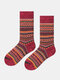 5 Pairs Men Cotton Geometric Striped Pattern Jacquard Thicken Breathable Warmth Socks - Red