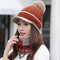 Wool Cap And Scarf Set Beanie Warm Winter Pom Wooly Cap - caramel colour
