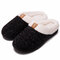 Men Fabric Home Comfy Soft Warm Casual Plush Lining Slippers - Black