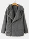Fluffy Zip Front Lapel Collar Casual Homewear Lamb Coat - Gray