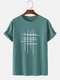 Mens 100% Cotton Simple Lines Graphics Short Sleeve Casual T-Shirt - Blue