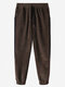 Mens Corduroy Side Stripe Casual Drawstring Elastic Cuff Pants - Brown