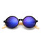Fashion Retro Round Pure Handmade Bamboo Leg Sunglasses Anti-UV Eyewear Glasses For Men Women - Blue