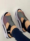 Plus Size Women Breathable Mesh Side-zip Casual Platform Sandals - Black