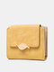 Women Artificial Leather Elegant Tri-fold Wallet Multi-compartment Short  Portable Wallet - Yellow