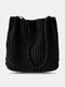 Retro Corduroy Large Capacity Tote Handbag - Black
