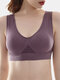 Women Plus Size Wireless Sports Bra Breathable Plain Shockproof Comfy For Yoga Running - Cameo