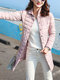 Solid Color Slim Long Fashion Casual Jacket - Pink