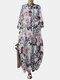 Calico Print O-neck Loose Casual Dress For Women - White