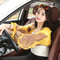Womens UV Protection Lengthen Arm Sleeves Outdoor Driving Sunscreen Long Gloves Cuff - Yellow