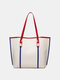 Women Patchwork Large Capacity Handbag Shoulder Bag Tote - White