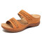 LOSTISY Handmade Stitching Comfortable Open Toe Casual Wedges Sandals - Orange