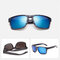 Men Retro Cycling Driving Sunglasses Casual Outdoor Sports Windproof Anti-UV Eyeglasses - Black & Blue