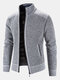Mens Knitted Stand Collar Zip Up Casual Cardigans With Slant Pocket - Gray