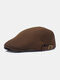 Men Cotton Solid Color Mesh Breathable Sunshade Casual Beret - Coffee