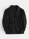 Mens Rib-Knit Hollow Out Button Front Lapel Casual Long Sleeve Cardigans - Black