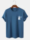 Mens 100% Cotton Sailboat Print Short Sleeve T-Shirt - Blue