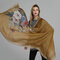 Women Ink Printing Cotton Linen Blend Long Scarf Casual Travel Warm Ethnic Scarves Shawls - Yellow