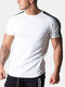 Mens Cotton 2 Stripe Ribbon Sports Style Short Sleeve T-Shirts - White