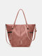 Faux Leather Retro Waterproof Large Capacity Tote Handbag Crossbody Bag - Pink