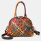 Women Genuine Leather Weave Patchwork Multicolor Shoulder Bag Crossbody Bag - #01