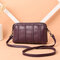 Women Vintage Soft PU Leather Crossbody Bag Solid Double Layer Shoulder Bag - Purple 1