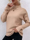 Solid Half-collar Long Sleeve Casual Homewear Sweater - Khaki