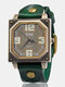 Vintage Square Dial Men Watch Adjustable Octagon Leather Quartz Watch - Green