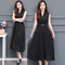 Hepburn wind chiffon very fairy French niche dress - Black
