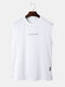 Mens Letter Pattern Patchwork Sporty Fitness Tank Top - White