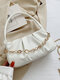 Women Faux Leather Casual Chain Multi-Carry Crossbody Bag Casual Handbag - White