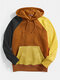 Mens Colorful Colorblock Patchwork Streetwear Kangaroo Pockets Hoodies - Brown