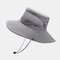 Mens Bucket Hat Outdoor Fishing Hat Climbing Mesh Breathable Sunshade Cap - Gray