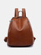 Vintage Soild ZIP Design Large Capacity 14 Inch Laptop Handbag Backpack - Brown