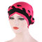 Chiffon Cow Louver Beanie Fold Hat Soft Adjustable Headdress Headscarf - Rose