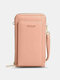 Women 6.5 inch Touch Screen Crossbody Phone Bag Faux Leather Large Capacity Multi-Pocket Waterproof Clutch Bag - Pink