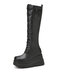 Women Stylish Wedges Heel Round Toe Mid Calf Riding Boots - Black
