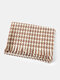 Women Artificial Cashmere Colorful Houndstooth Woven Tassel Fashion Warmth Shawl Scarf - Pink