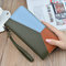 Women Stitching Color Multi-slots Long Wallets Card Holder 5.5 Inches Phone Bag - Green
