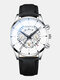 Decorated Pointer Men Business Watch Calendar Stainless Steel Leather Quartz Watch - #23