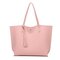 Women PU Leather Solid Casual Tassel Handbag Simple Shopping Shoulder Bag - Pink