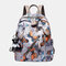 Women Oxford Printed Butterfly Earphone Cartoon Multifunction Waterproof Backpack - Orange